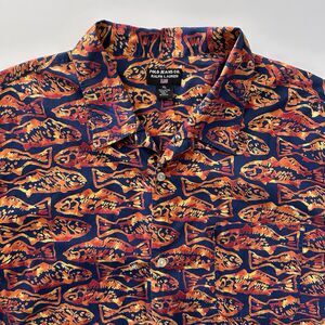 Vtg Polo Jeans Co Ralph Lauren Mens Camp Loop Shirt Size XL Fish All Over Print